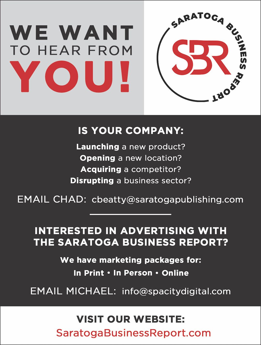 Saratoga Business Report Ad